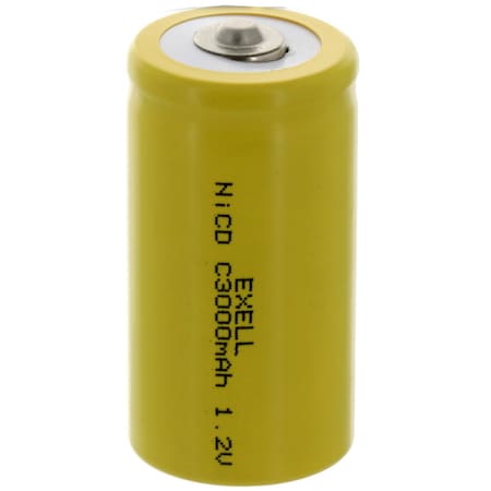 Exell Battery C Size 1.2V 3000mAh NiCD Button Top Rechargeable Battery EBC-335